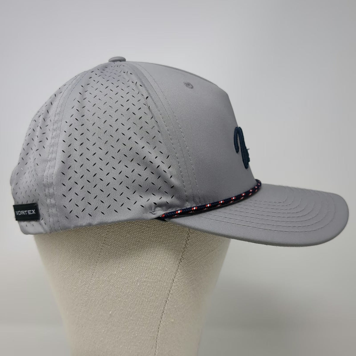 Vortex Trucker Hat Gray One Size Perforated Laser Cut Rope Detail Snapback