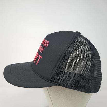 Older Than Dirt Snapback Trucker Hat Black One Size Mesh Back Nissin