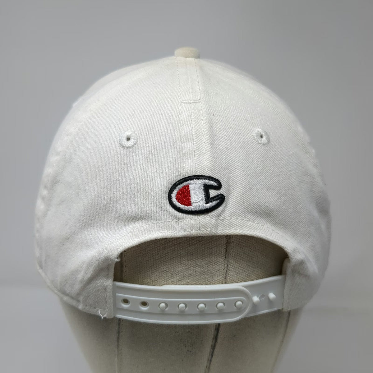 Champion Snapback White One Size Embroidered Logo Cotton Athletic Sport Hat