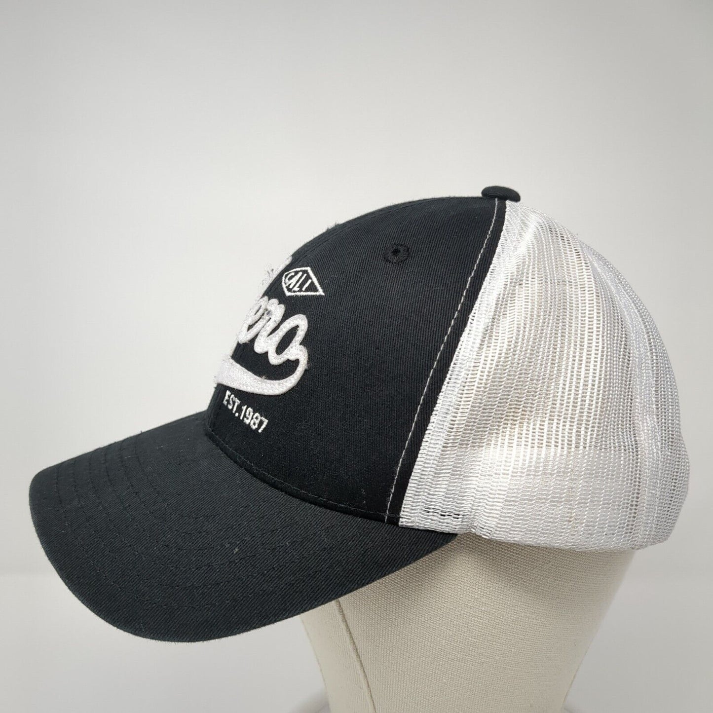 Aero Cali Est. 1987 Snapback Trucker Hat Black One Size Adjustable Mesh Back