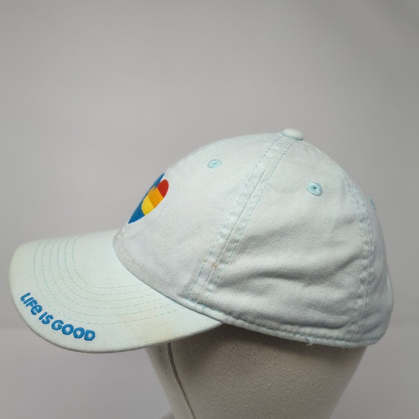 Wave Heart Strapback Hat Blue One Size Adjustable Life Is Good 6 Panel
