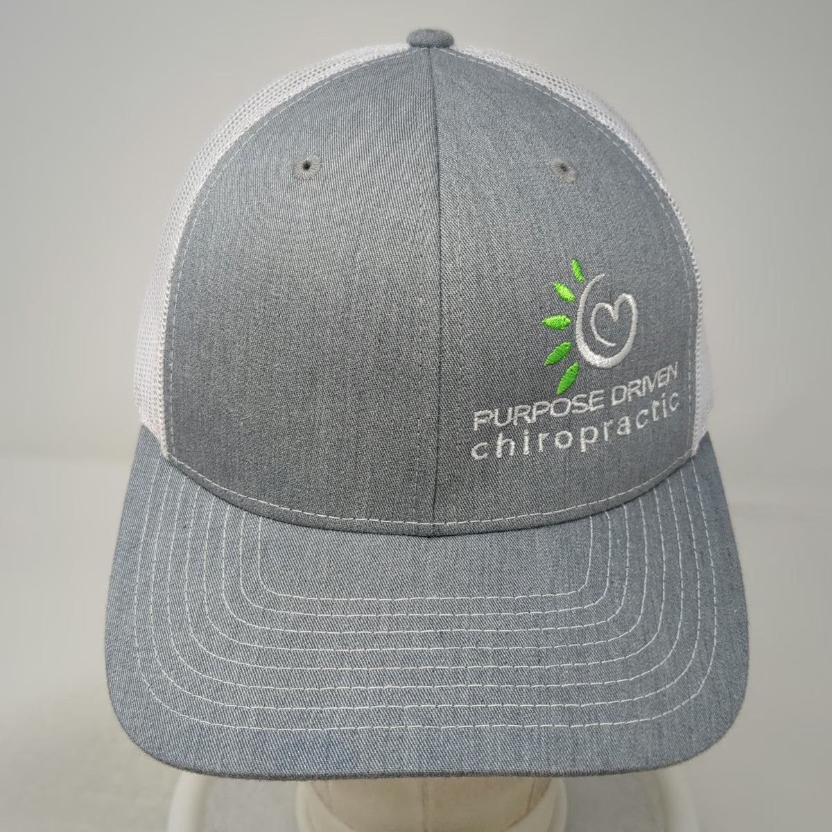 Richardson Trucker Hat Gray One Size Purpose Driven Chiropractic Logo Snapback
