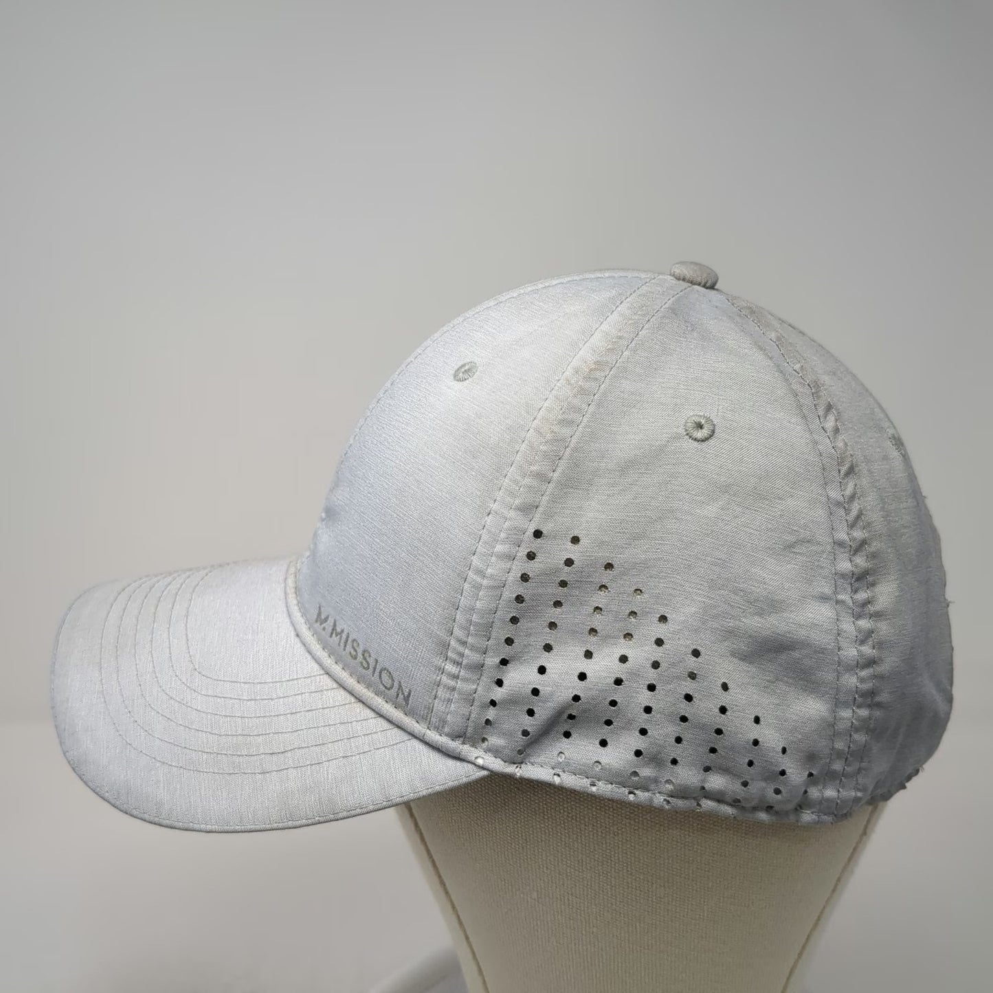 Mission Baseball Cap Gray One Size Cooling Wet to Cool Laser Cut Vent Hat