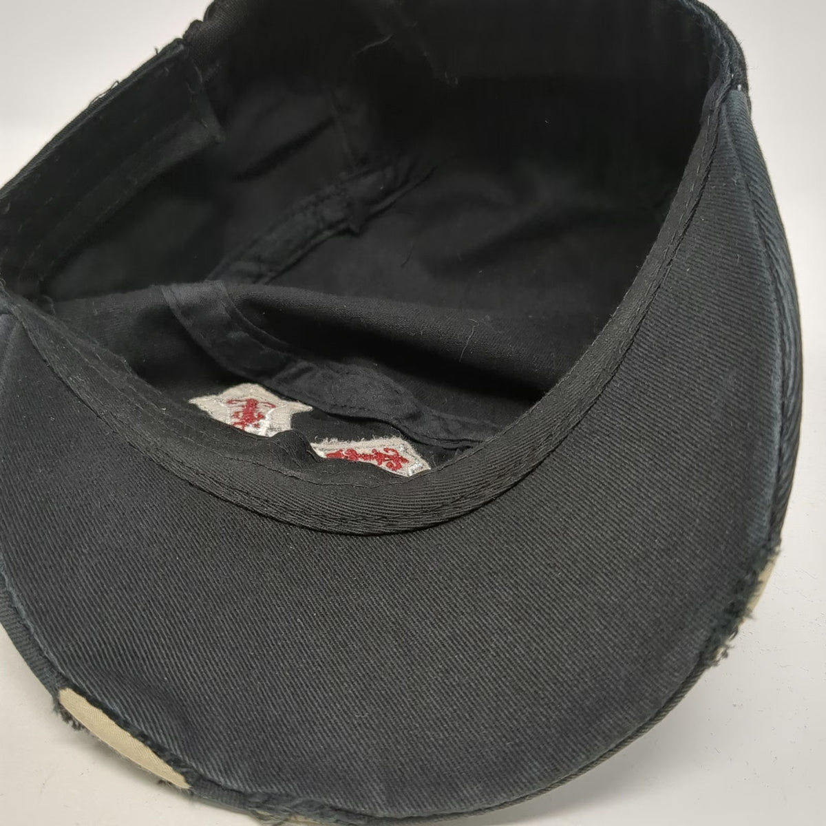 Army Cap Black One Size Cross Crown Rhinestone Distressed Biker Gothic Rock Hat
