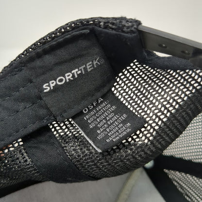Sport-Tek Trucker Hat Black One Size Frontier Feathers Farm Patch Mesh Snapback