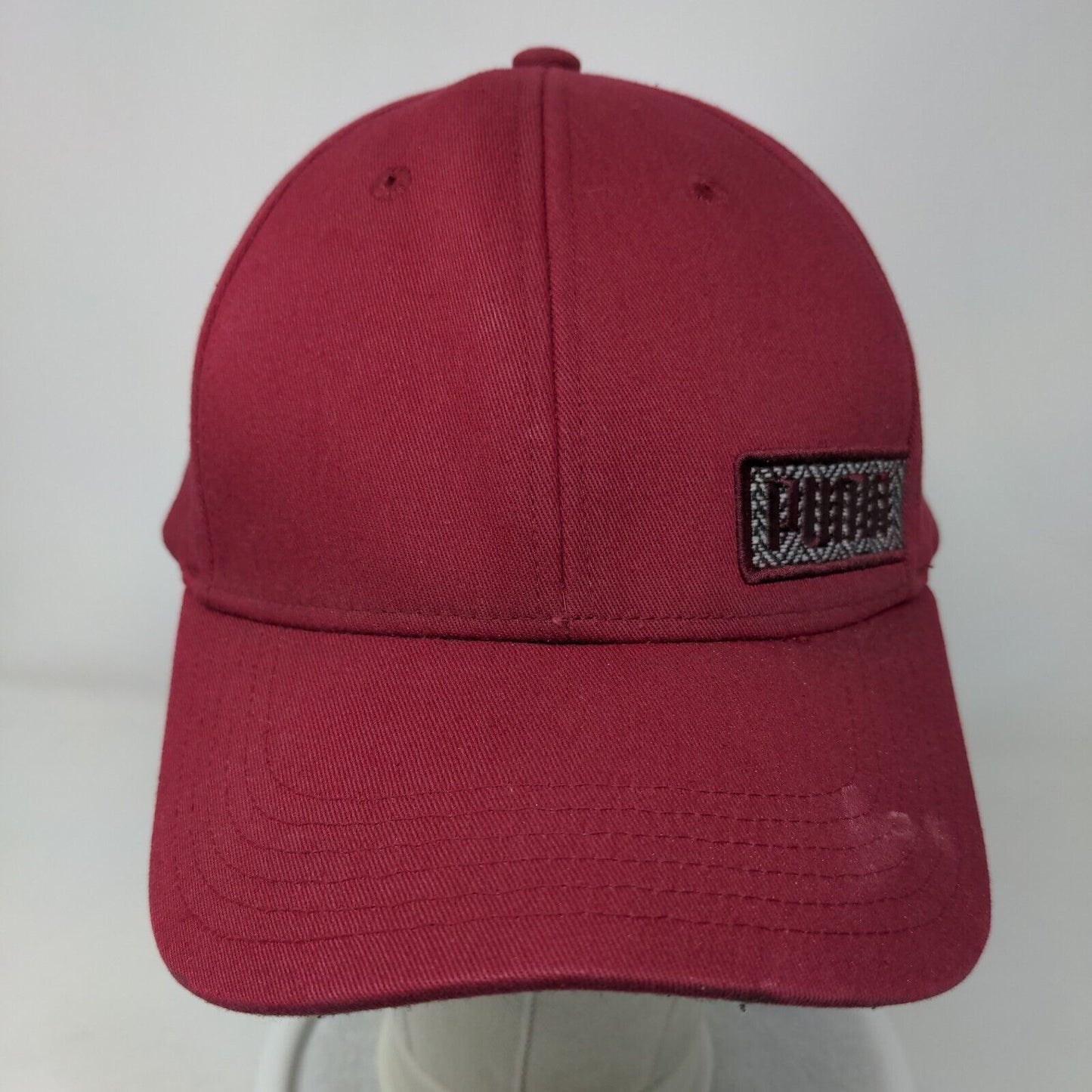 PUMA Strapback Hat Red OSFA One Size Adjustable Embroidered Logo 6 Panel