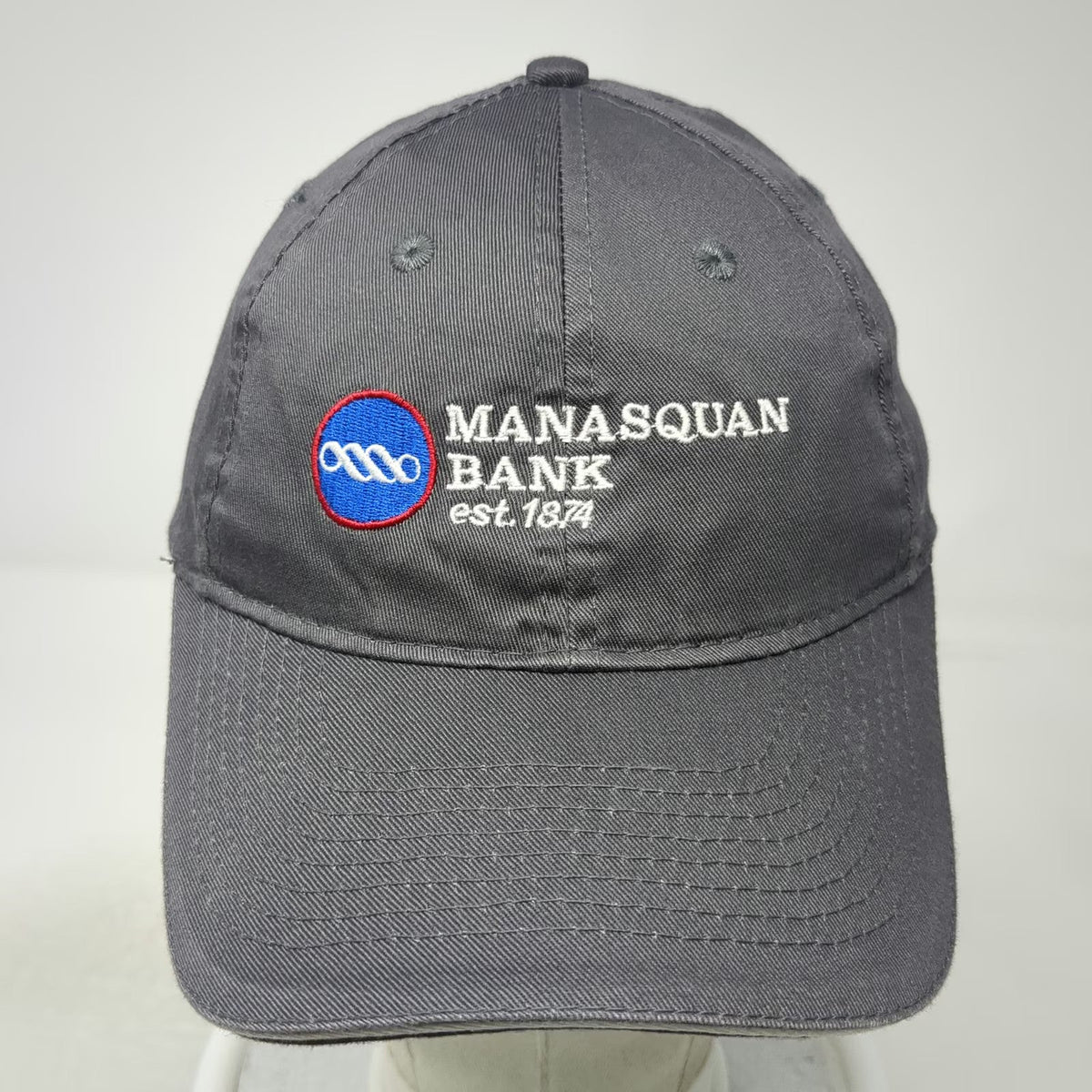 Port & Company Manasquan Bank Hat Gray OSFM Baseball Cap Strapback Piping Logo