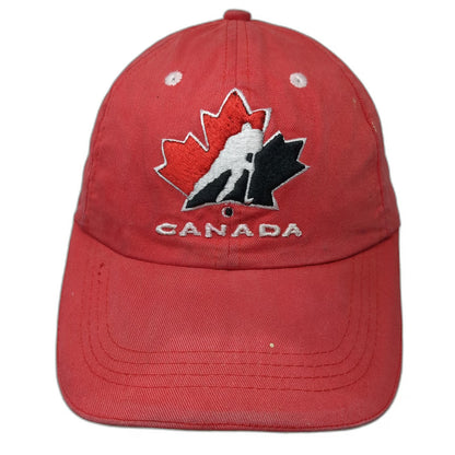 The Home Game Canada Hockey Red Baseball Cap One Size Strapback Maple Leaf Hat