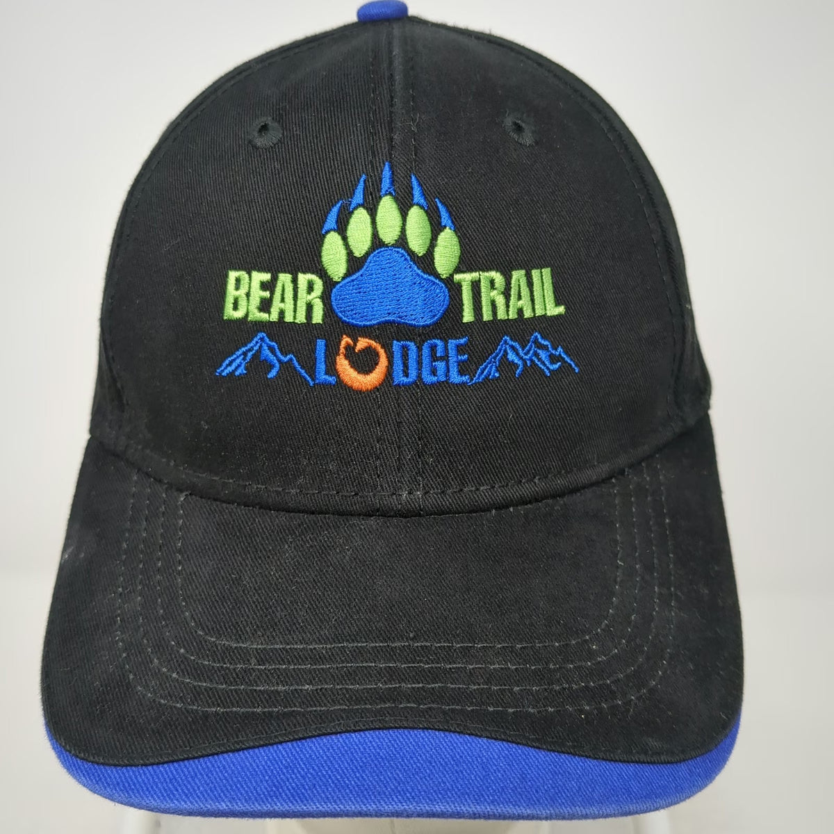 Paramount Baseball Cap Black Blue One Size Bear Trail Lodge Hat Paw Mountain