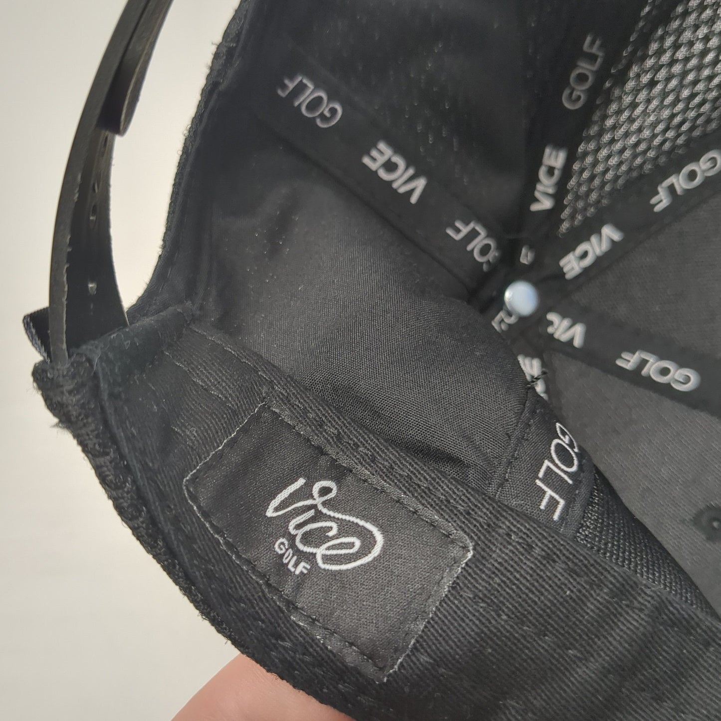 Vice Golf Snapback Hat Black One Size Adjustable Embroidered Breathable Mesh