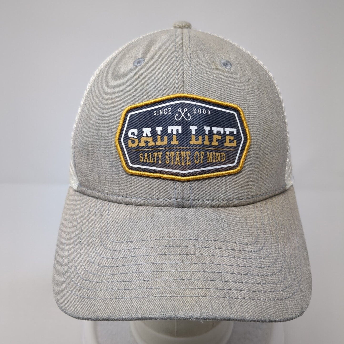 Salt Life Salty State of Mind Since 2003 Snapback Trucker Hat Gray OS Mesh Back