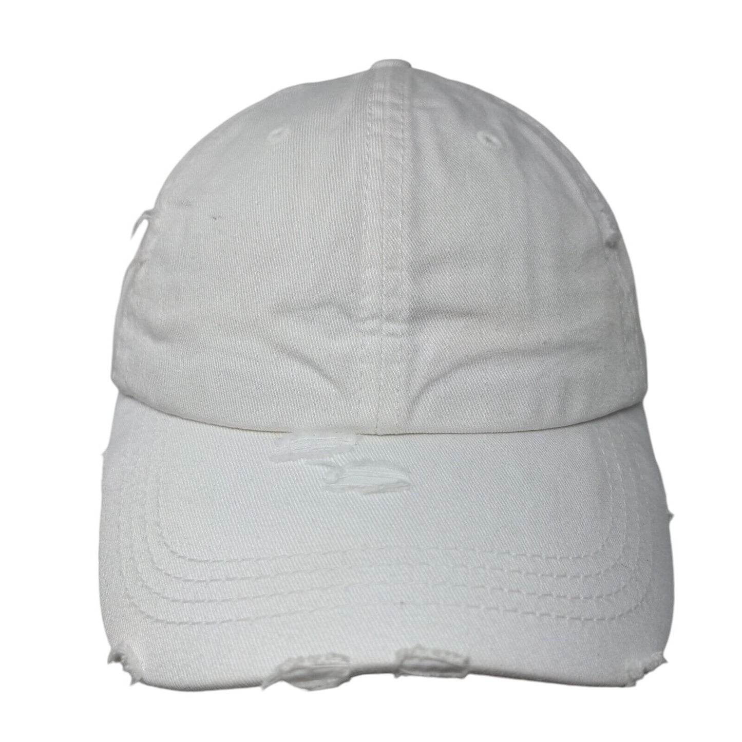 KB Ethos Strapback Hat Ponytail Caps White One Size Adjustable Distressed Blank