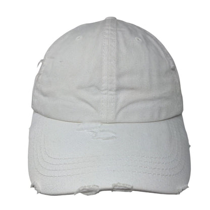 KB Ethos Strapback Hat Ponytail Caps White One Size Adjustable Distressed Blank