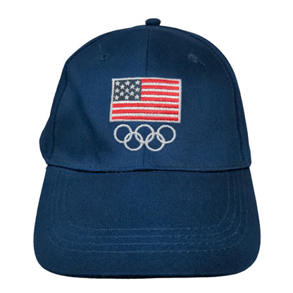 BDA Men's Strapback Hat Blue Embroidered USA Olympics Logo 100% Cotton