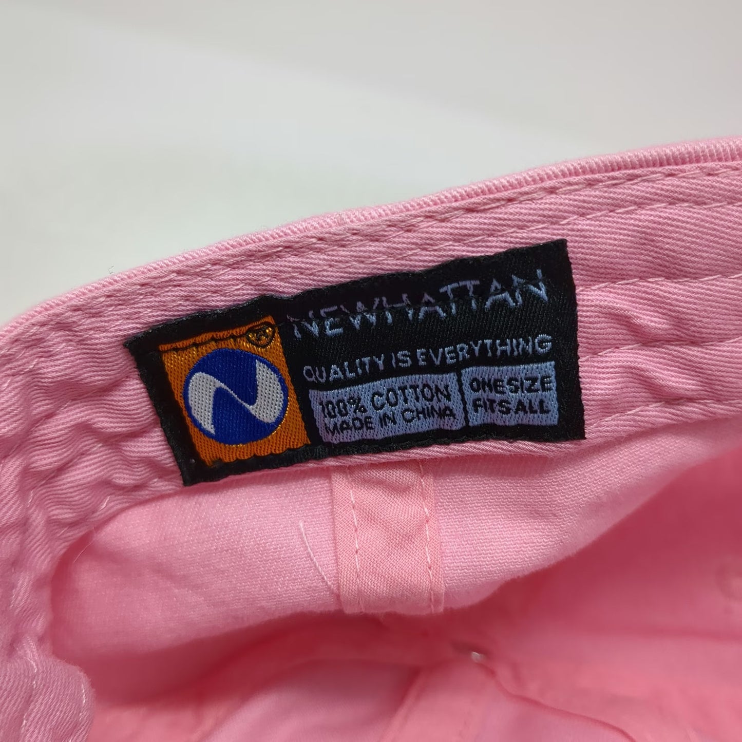 Newhattan Baseball Cap Pink One Size Red Heart Globe Logo Adjustable Twill Hat