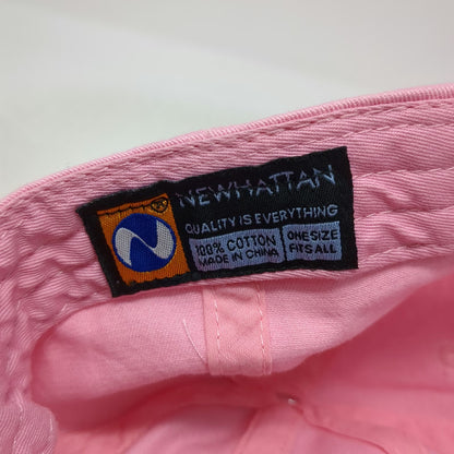 Newhattan Baseball Cap Pink One Size Red Heart Globe Logo Adjustable Twill Hat