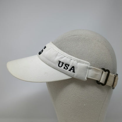PING Golf Visor Hat White One Size Made in USA Black Side Embroidery Adjustable