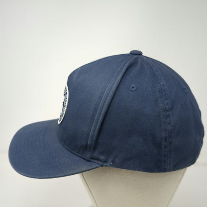 Vans 5 Panel Blue One Size Distressed Frayed Snapback Logo Patch Cotton Hat
