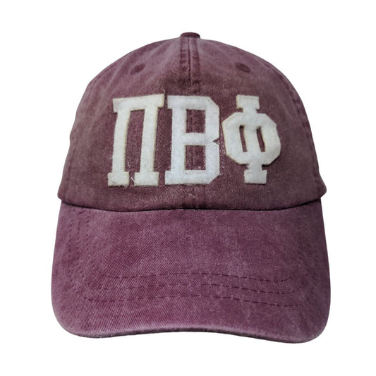 Adams Men's Slideback Hat Red Patch Pi Beta Phi Fraternity Logo 100% Cotton