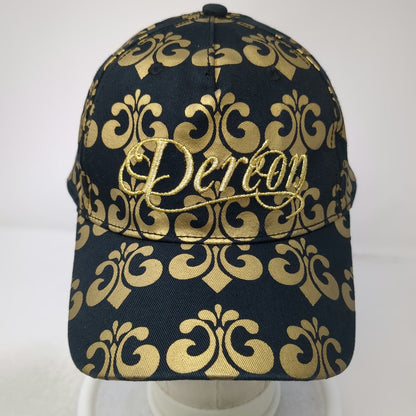 Dereon 5 Panel Black Gold Scroll Pattern Embroidery One Size Hat Streetwear