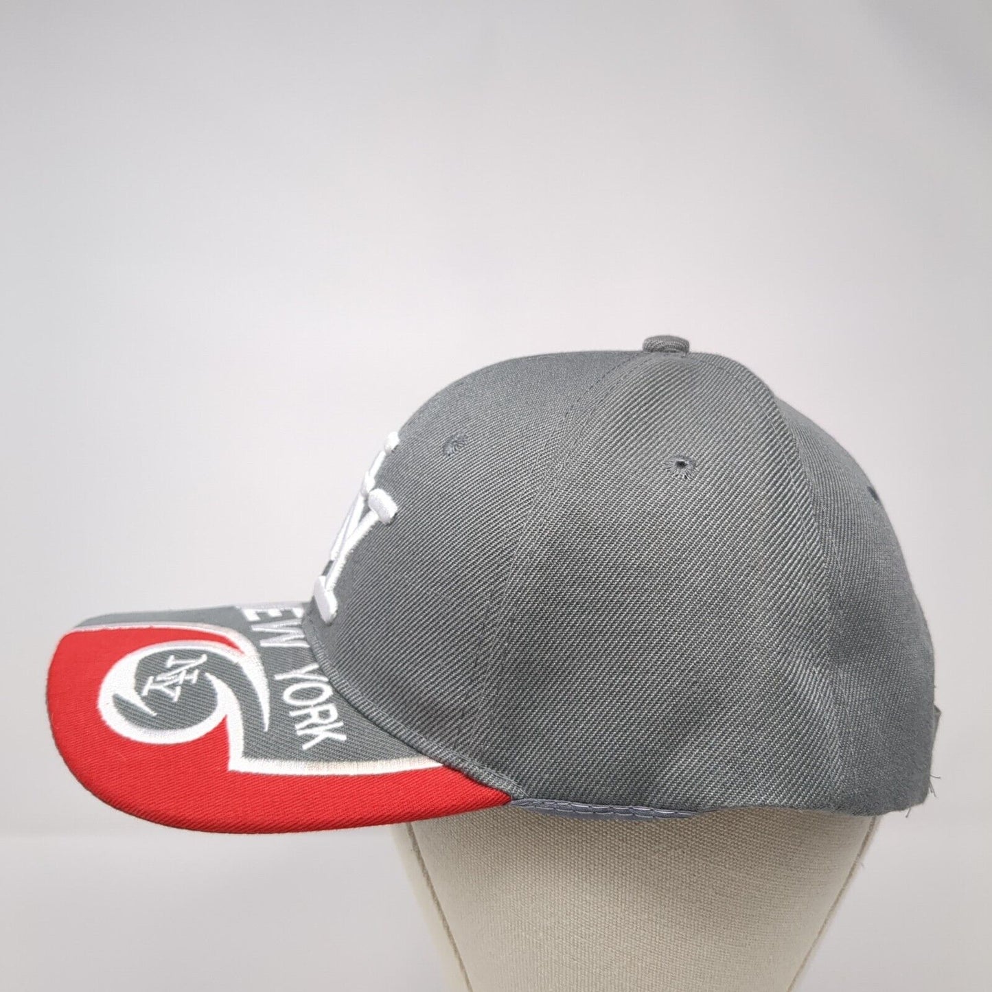 NY New York Strapback Hat Gray One Size Adjustable Embroidered 6 Panel