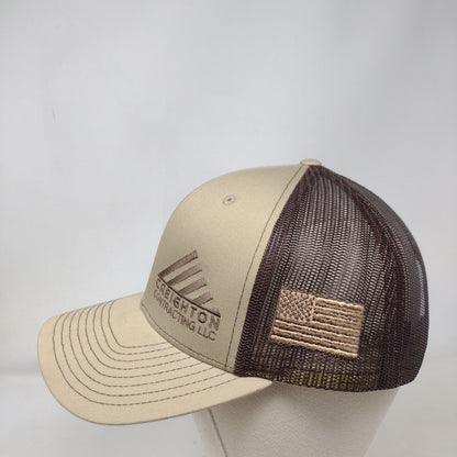 Creighton Contracting LLC Snapback Trucker Hat Tan One Size Mesh Back Richardson
