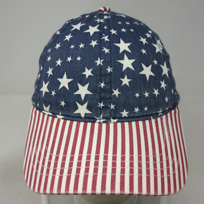Ugly Stuff Supply Baseball Cap Blue One Size Stars Stripes Tie Back Cotton Hat