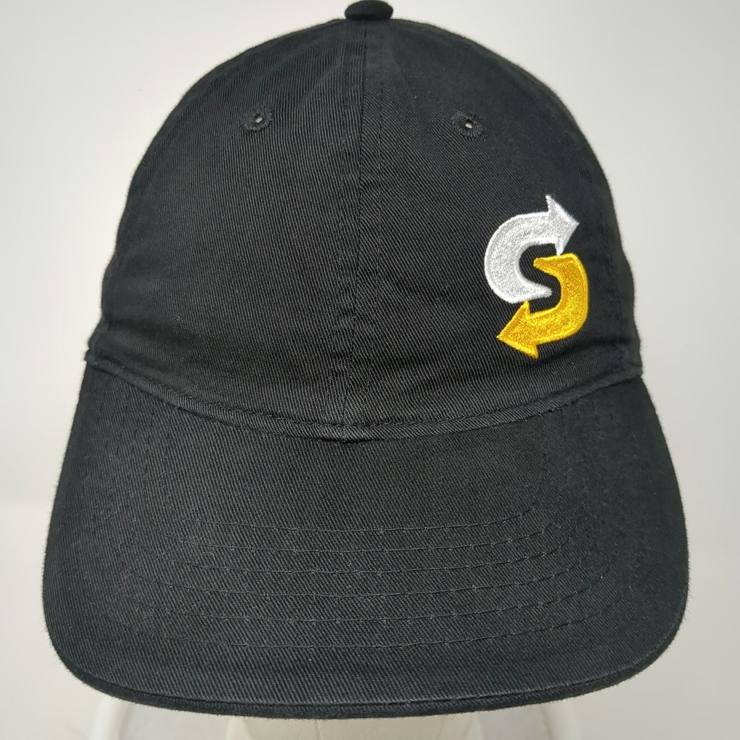 Subway Baseball Cap Hat Black One Size Embroidered Logo Adjustable Strapback
