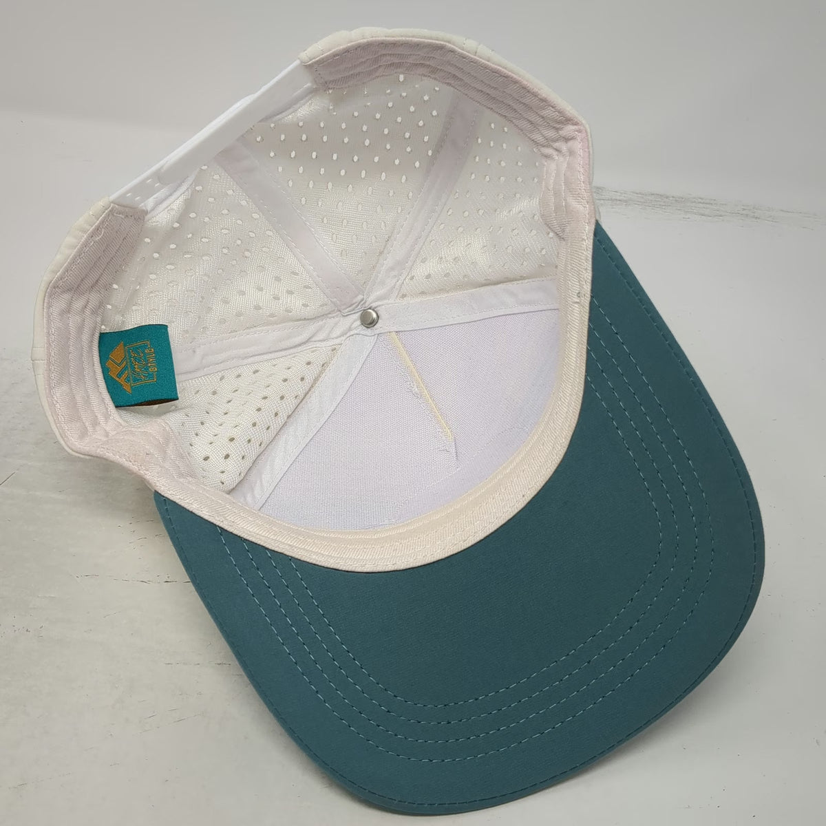 Free Style Trucker Hat White Blue One Size Panama City Beach Palm Tree Striped