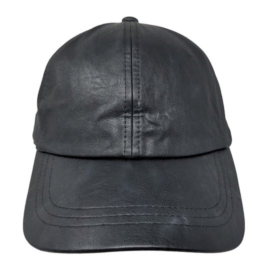 A New Day Faux Leather Slideback Hat Black One Size 6 Panel Blank