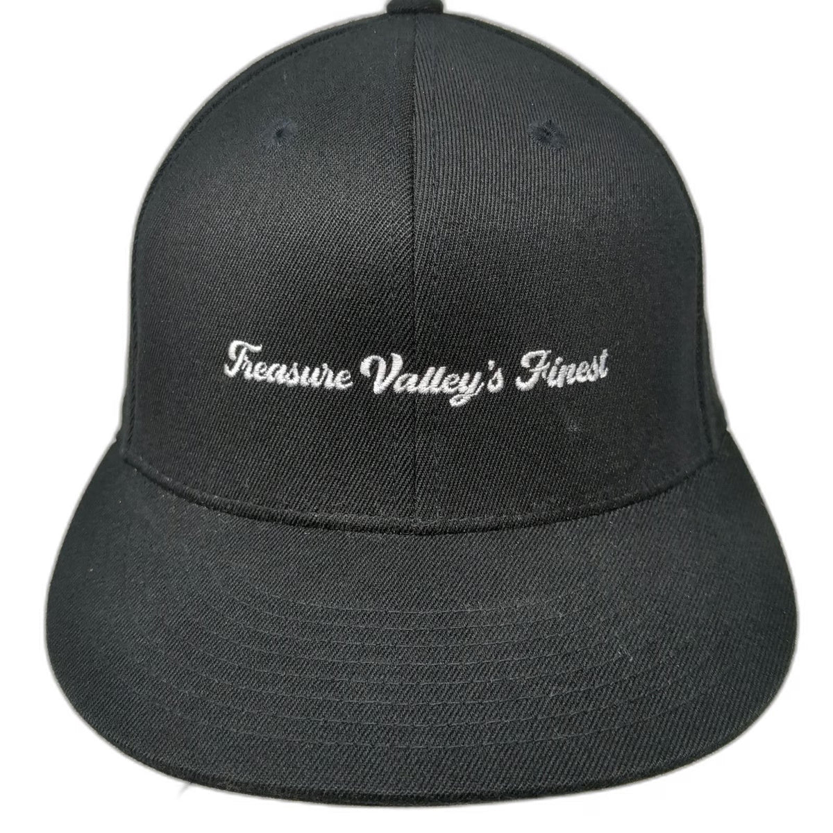 210 Fitted Baseball Cap Black 7 5/8 Treasure Valleys Finest Embroidered Hat