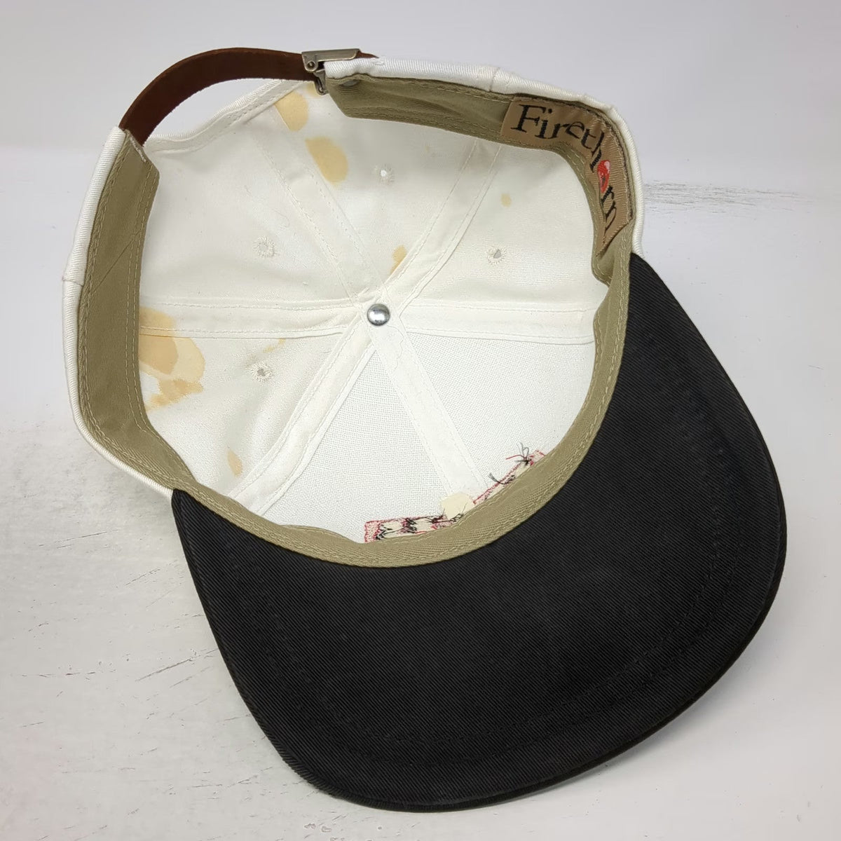Firethorn 5 Panel White OSFM Hat D&B Supply Leather Strapback Farm Ranch Store