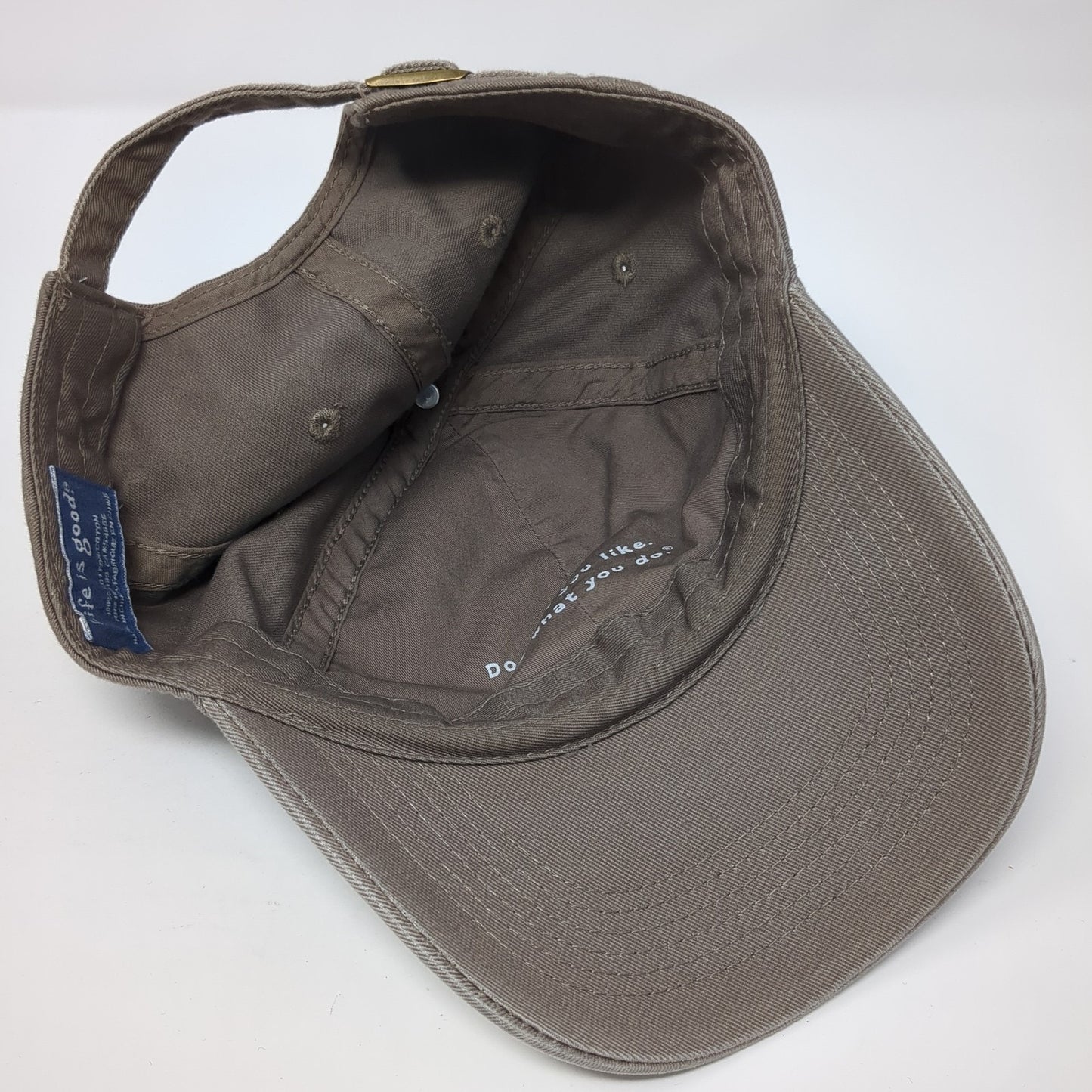 Life is Good Slideback Baseball Cap Brown OS Adjustable Embroidered 6 Panel