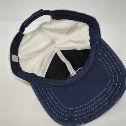 Bud Light Strapback Trucker Hat Blue One Size Adjustable Mesh Back Distressed