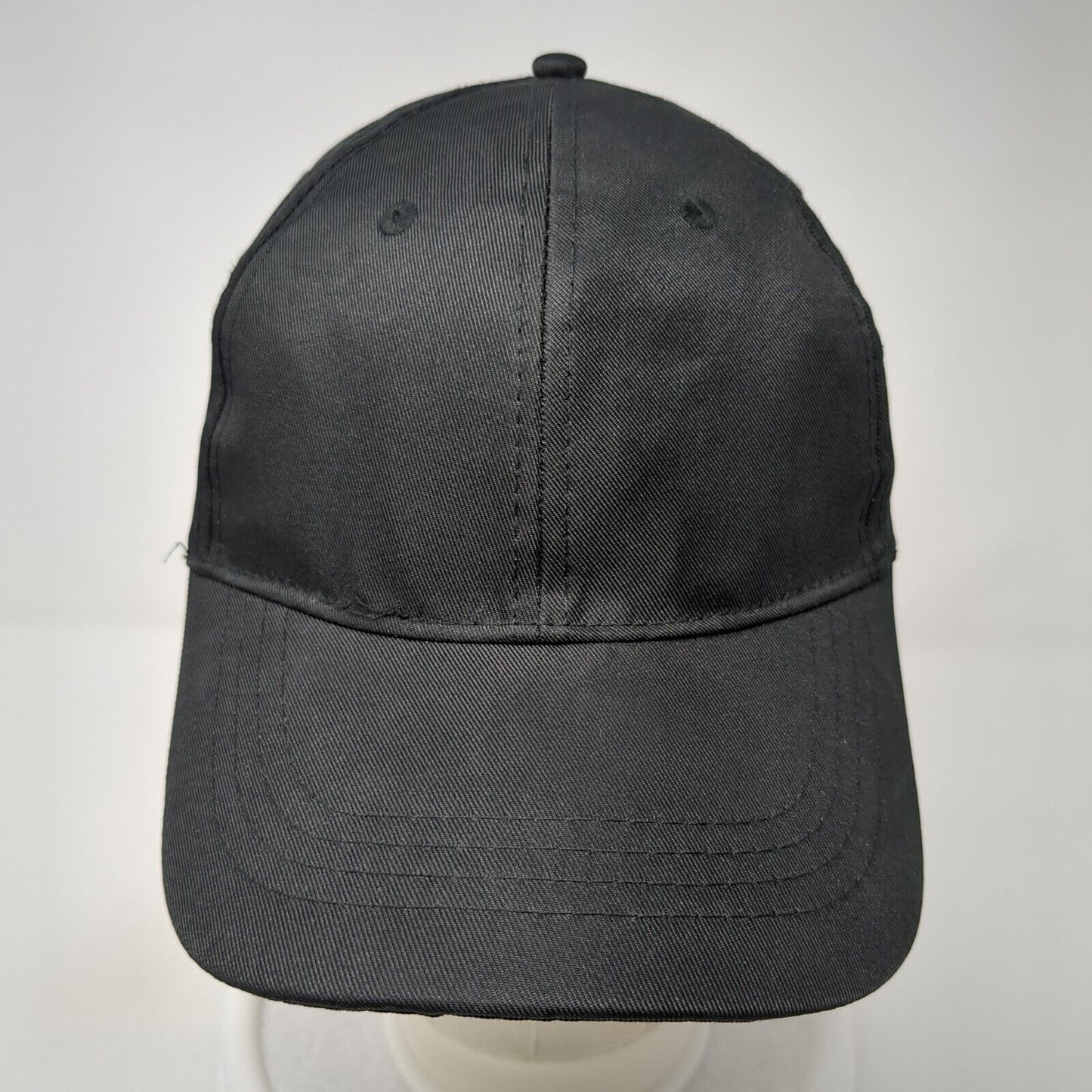Unbranded Strapback Hat Black One Size Adjustable Vented Holes 6 Panel Blank