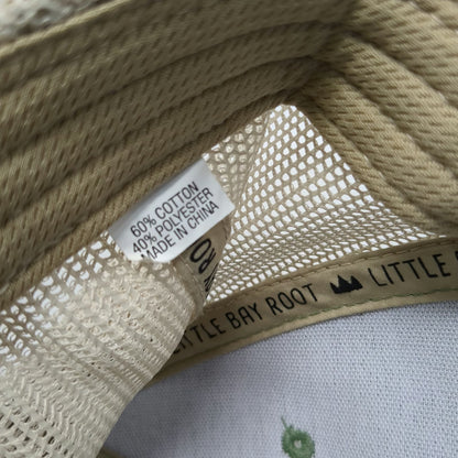 Little Bay Root Trucker Hat Green One Size Oregon Mountain Leather Patch Mesh