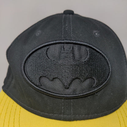 Batman Men's Snapback Hat Black Yellow Embroidered Logo Cotton Polyester