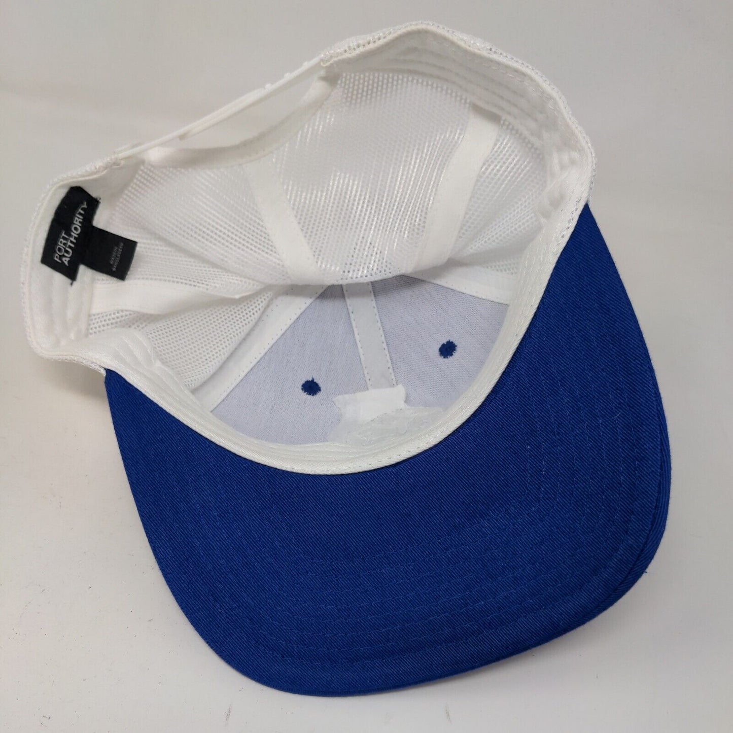 Port Authority Men's Snapback Mesh Back Hat Blue White Adjustable Embroidered