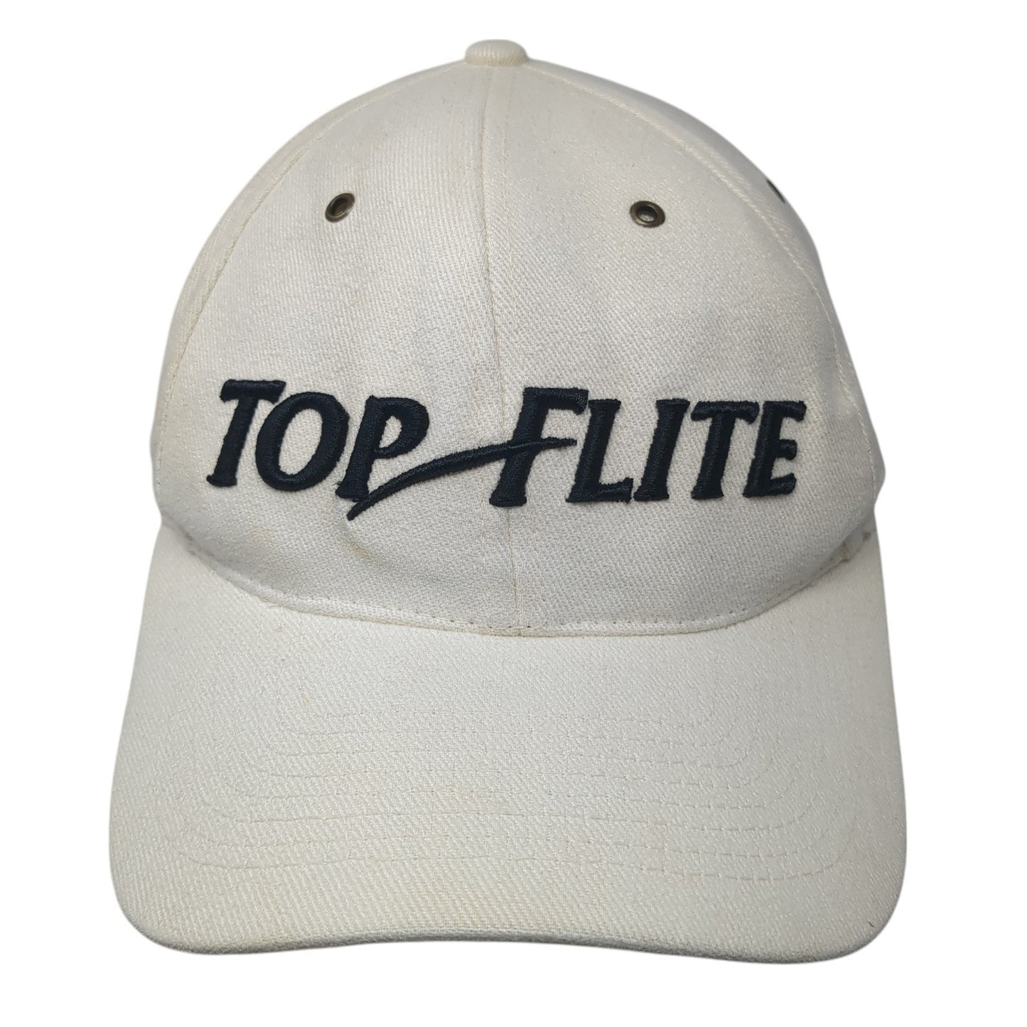 Top Flite Baseball Cap Beige One Size Adjustable Embroidered Vented Holes