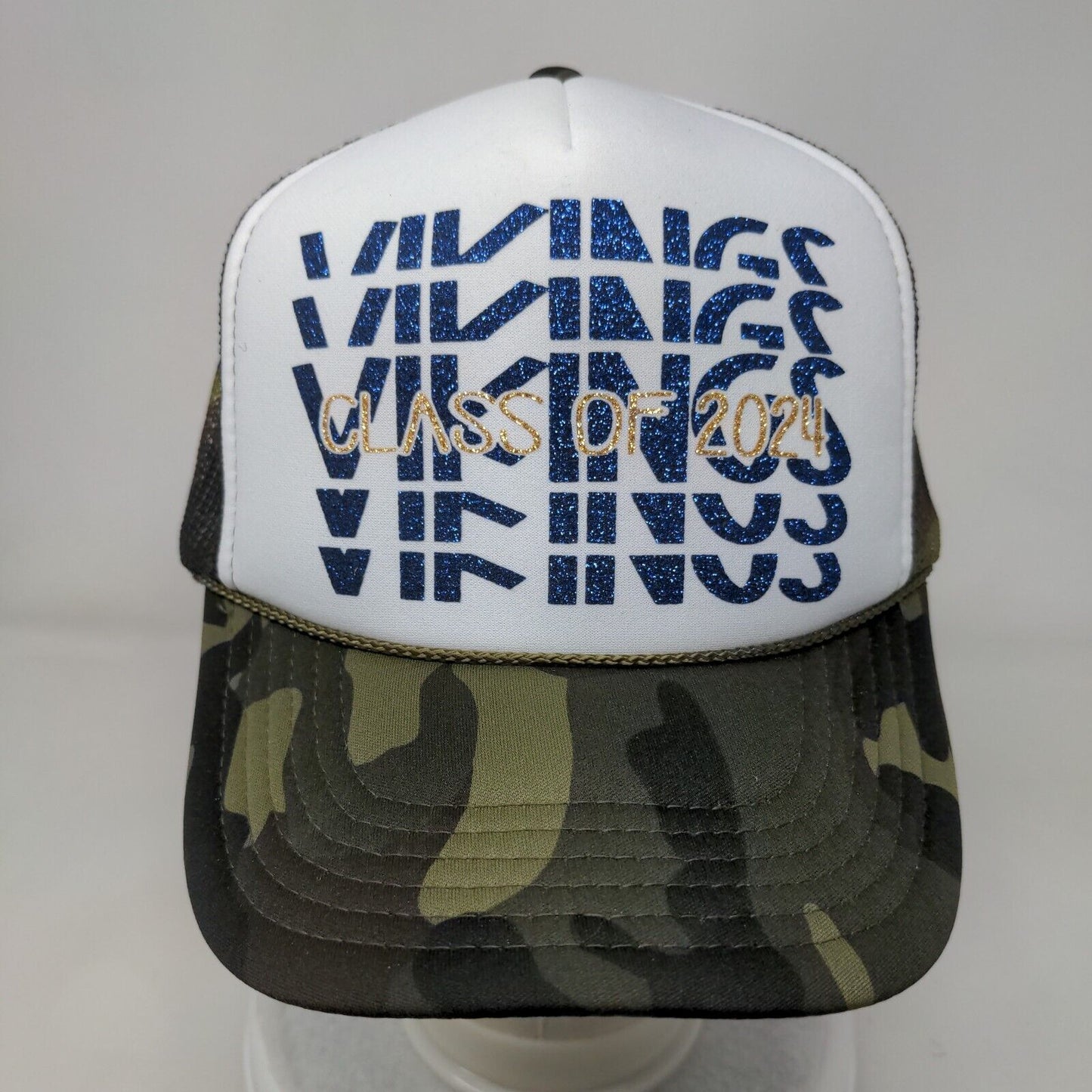 Vikings Class Of 2024 Snapback Rope Trucker Hat Camo OSFM Mesh Back Otto