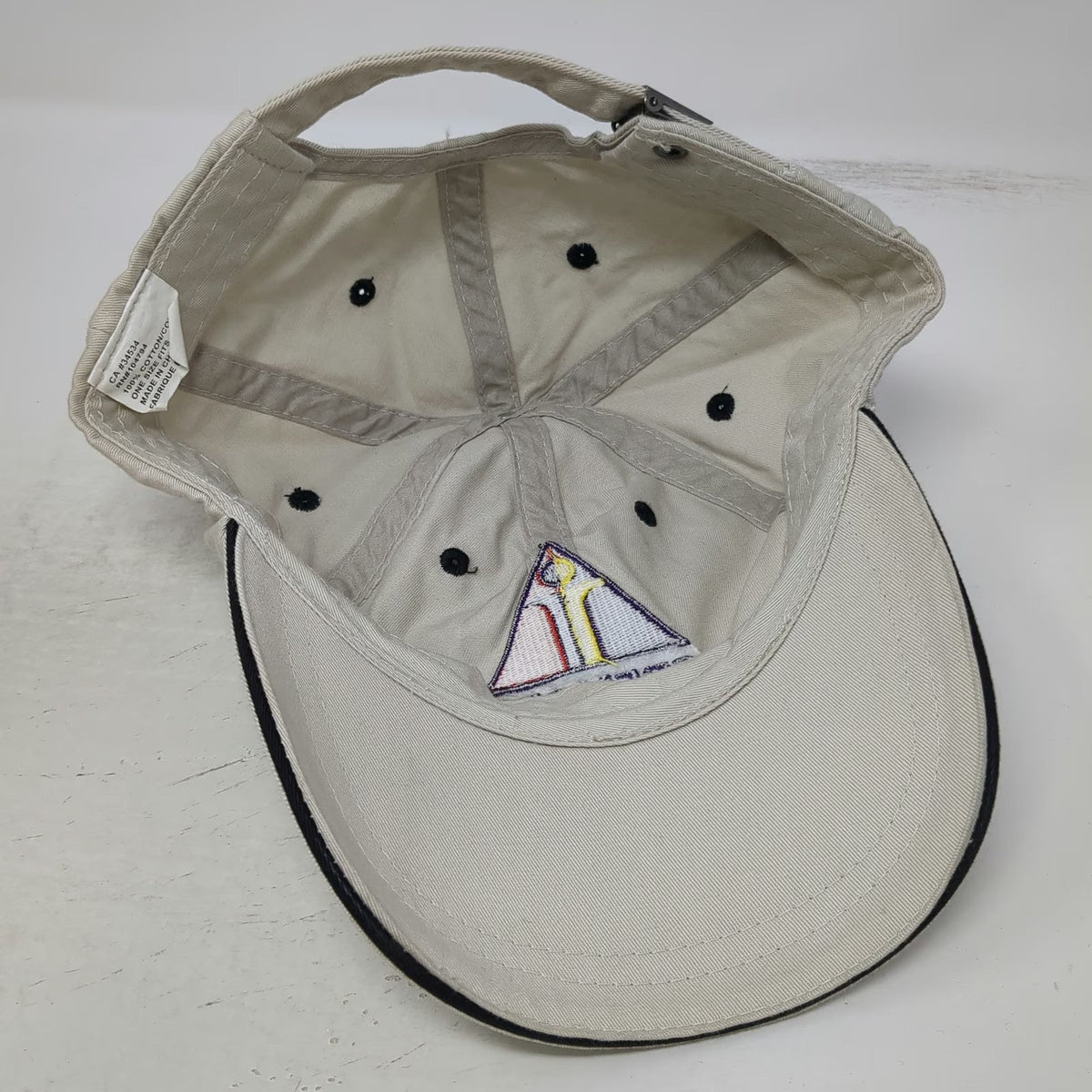 Spencer Baseball Cap Beige One Size Curved Brim Embroidered Logo Slideback Hat