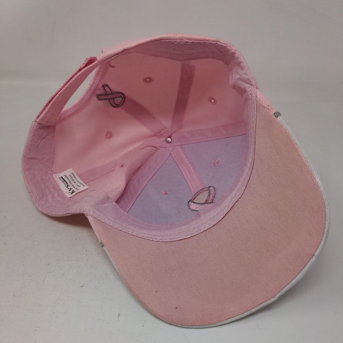 Unbranded Women's Strapback Hat Pink OSFM Embroidered Breast Cancer Awareness