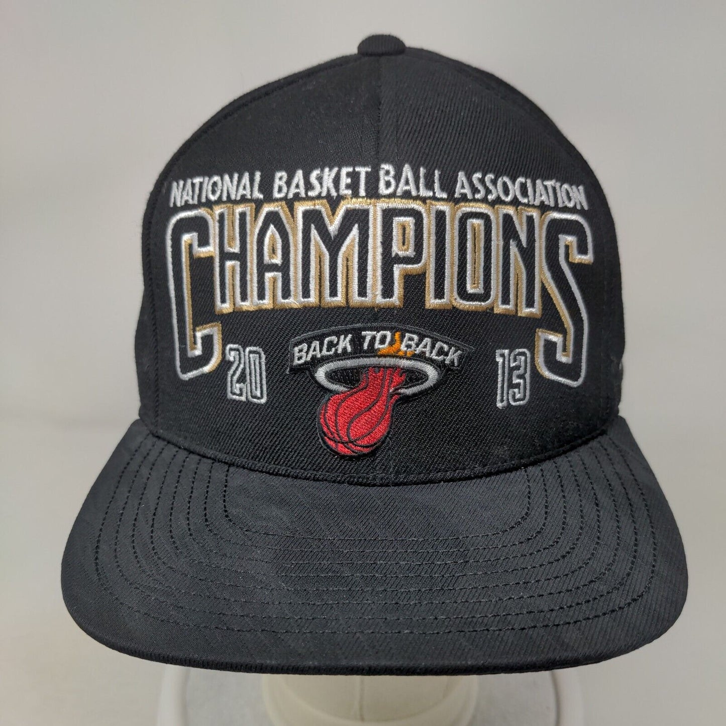 Miami Heat Slideback Hat Black OSFA 2013 Back to Back Champions NBA Adidas