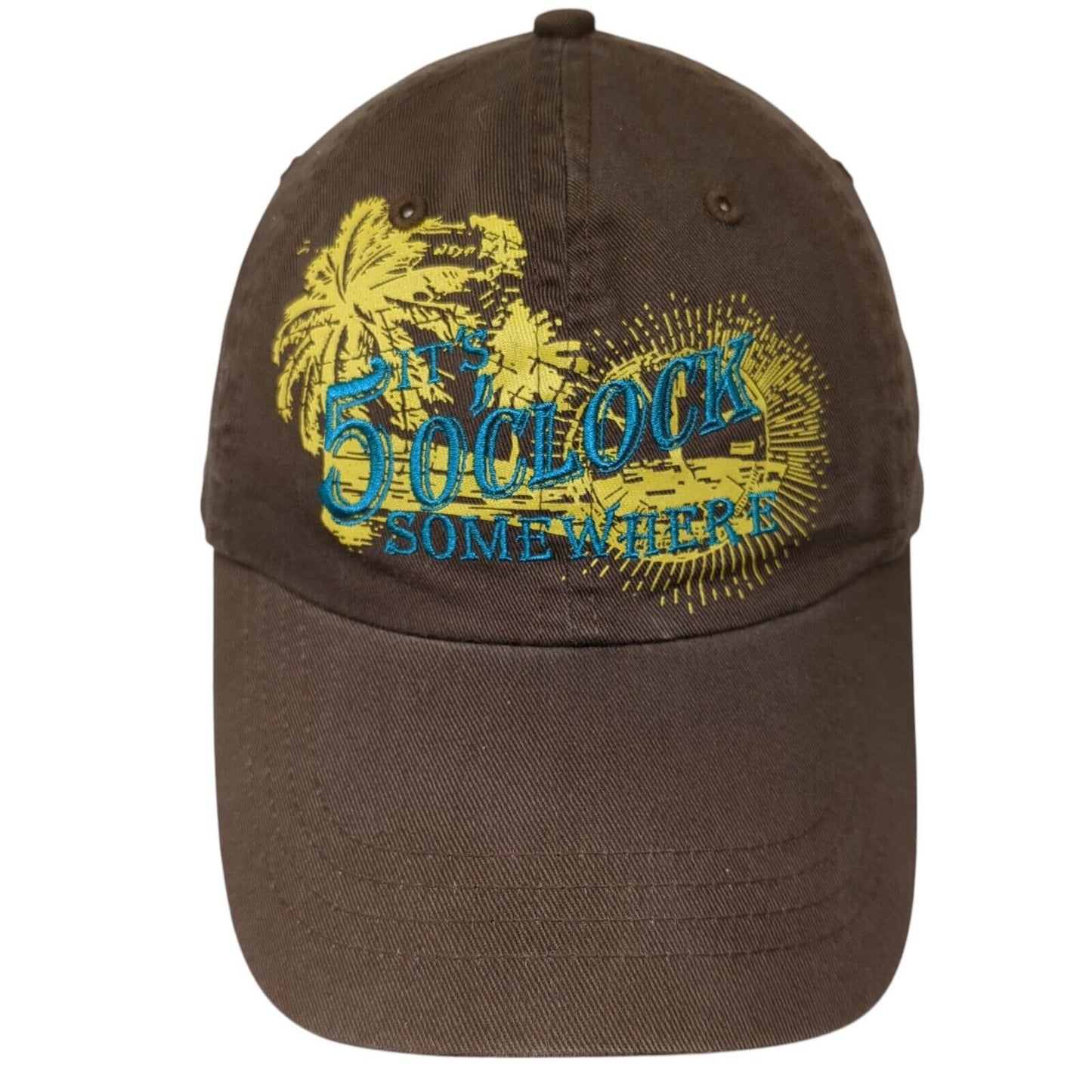 It's 5 O'Clock Somewhere Slideback Hat Brown OS Adjustable Margaritaville Cotton