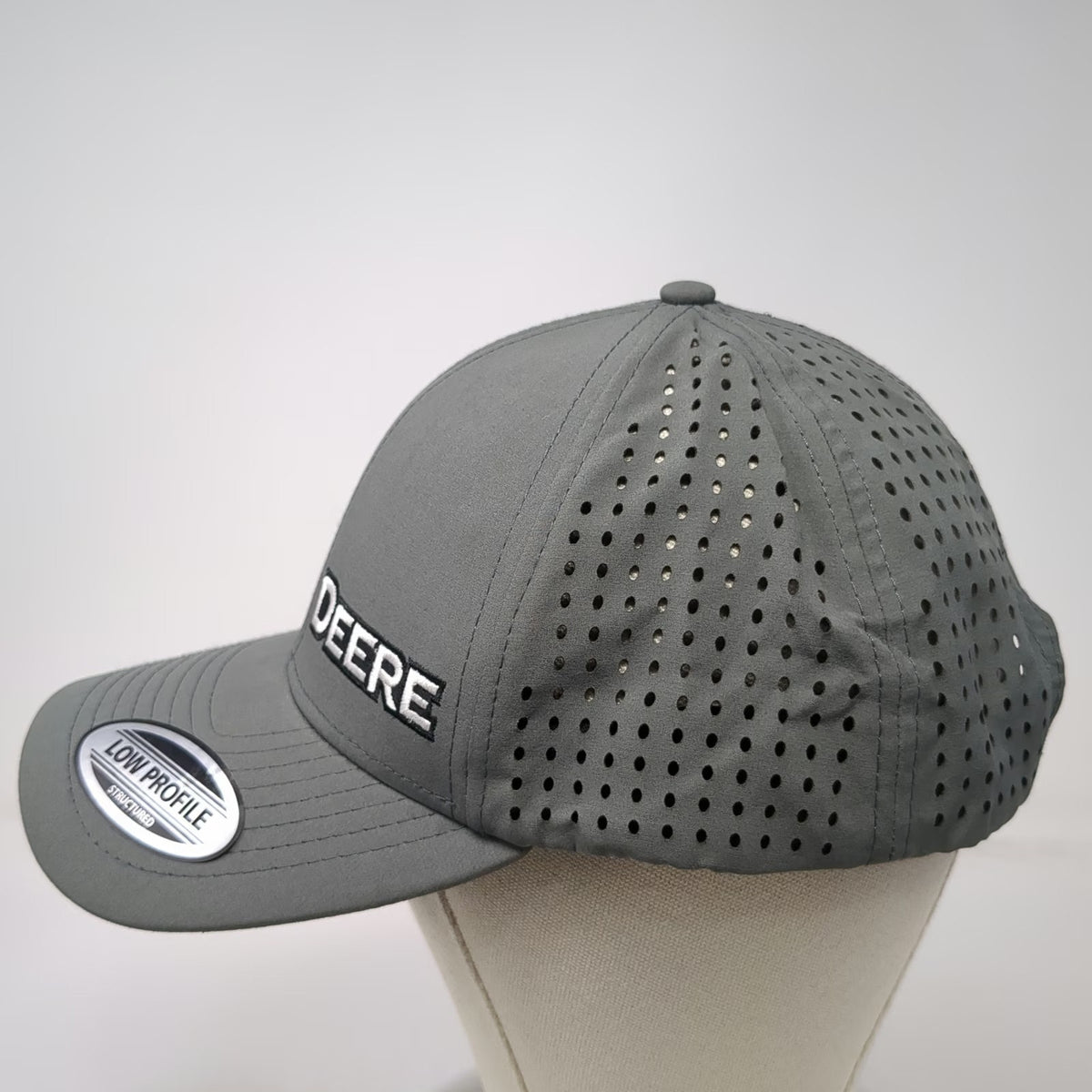 John Deere Trucker Hat Gray One Size Snapback Low Profile Structured Perforated