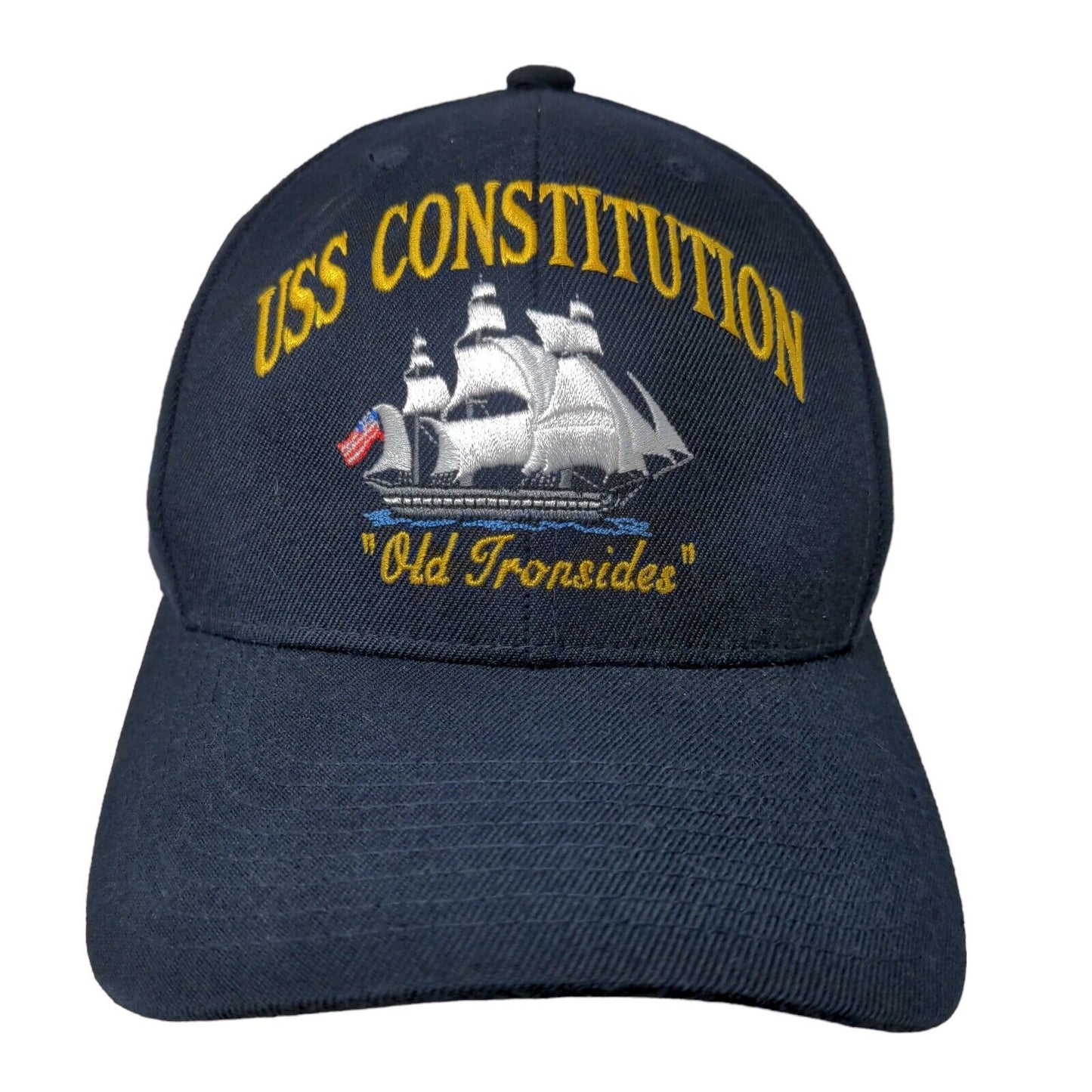 The Corps Men's Strapback Hat Blue Adjustable Embroidered USS Constitution Logo