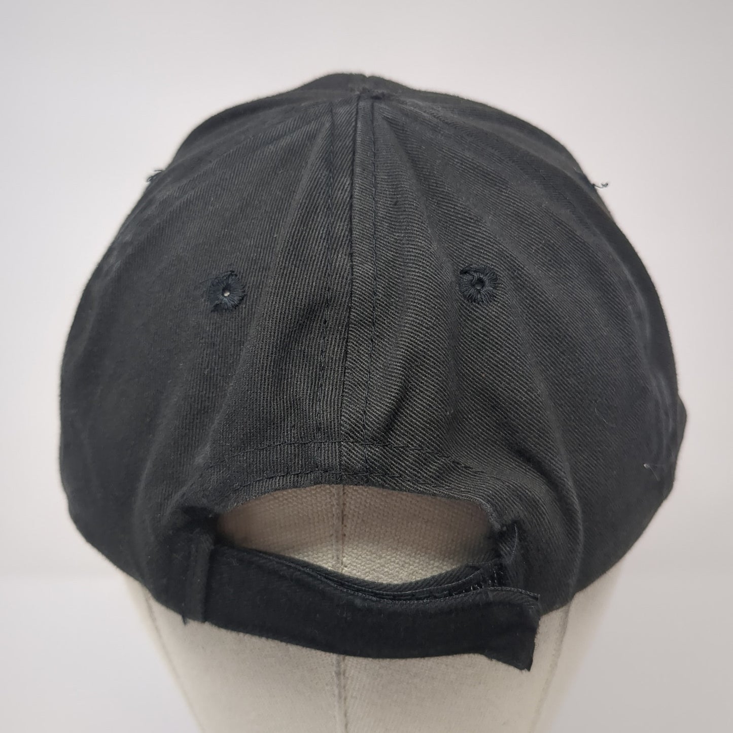 C Strapback Baseball Cap Black One Size Adjustable Embroidered 6 Panel TCK