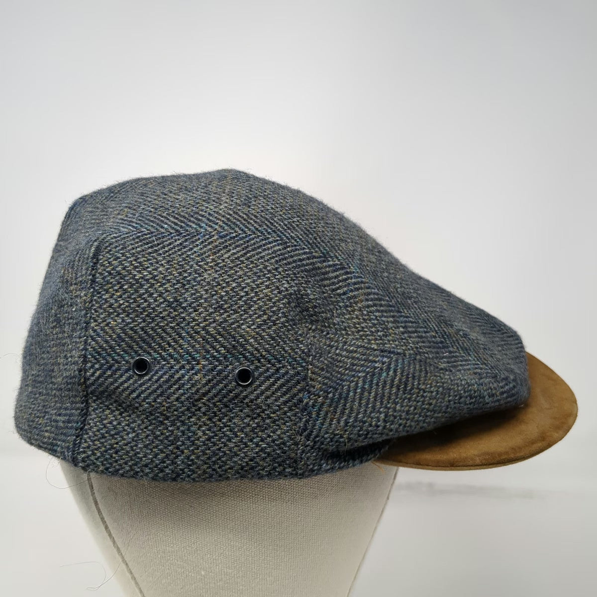 Quaker Marine Supply Newsboy Cap Blue XL Wool Suede Brim Fitted Hat Made USA