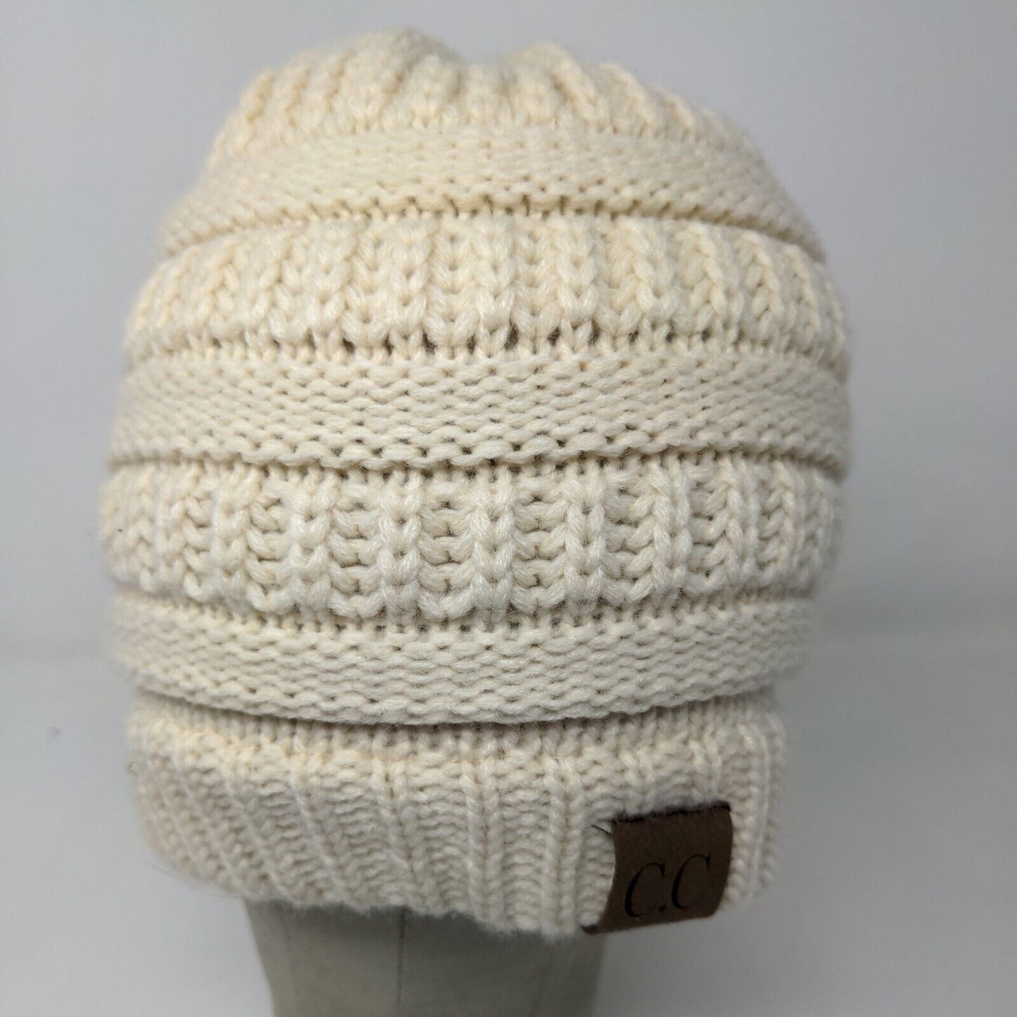 C.C. Exclusives Womens Knit Beanie Hat Cap Cream 100% Acrylic Cable Knit