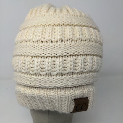 C.C. Exclusives Womens Knit Beanie Hat Cap Cream 100% Acrylic Cable Knit